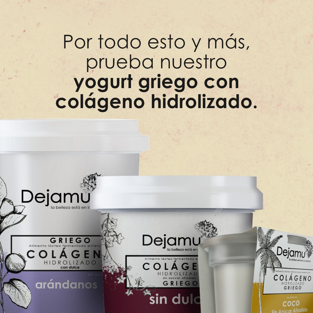 Yogurt griego con colágeno hidrolizado. Instagram - DEJAMU